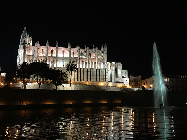 Kathedrale, Nacht, Reflexion, Wasser