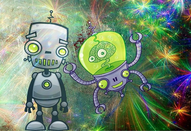 Free robot future comic illustration
