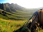 tent, mountains, sani pass