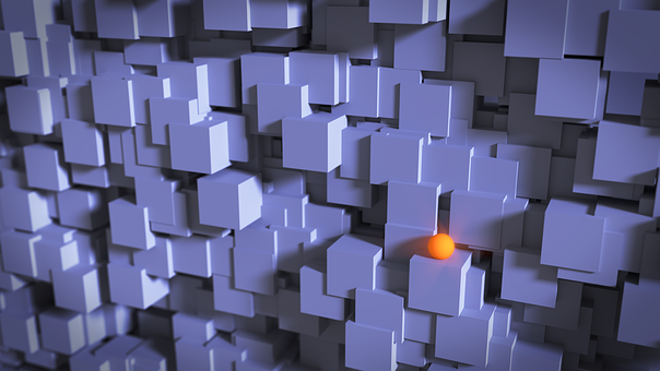 Cubos, Esfera, 3D, Geométrico