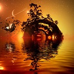 plans, sun, photo montage