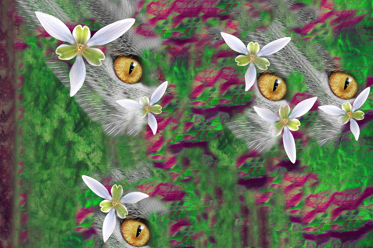 Download free HD stock image of Colour Cat Free colour cat flower illustration