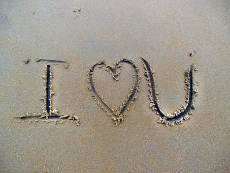 Ich, Liebe, Sie, Auf, Strand, Sand