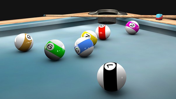 Pool, Spil, Billard, Cue, Blå Gaming