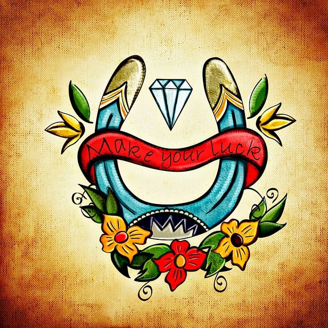 Free happiness horseshoe lucky charm illustration