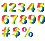 number, 3d, rainbow