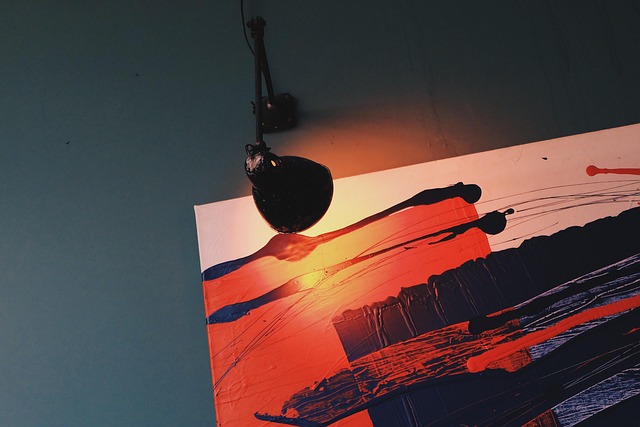 Pintura, Foto, Luminária, Iluminado