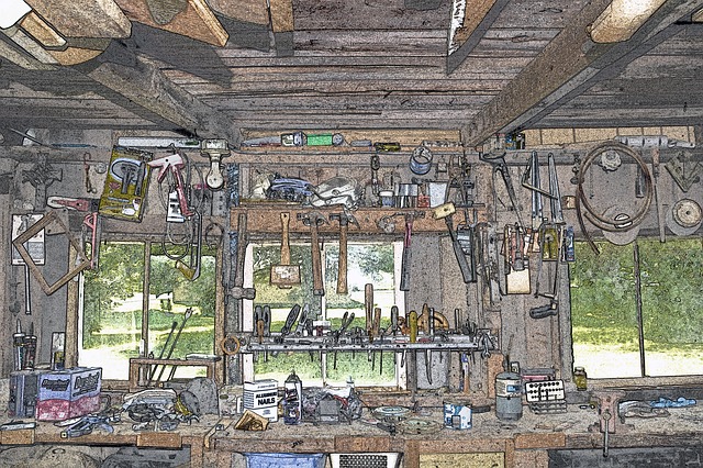 Free workshop shop workbench illustration