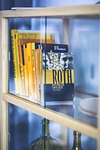 books, bookstand, glass