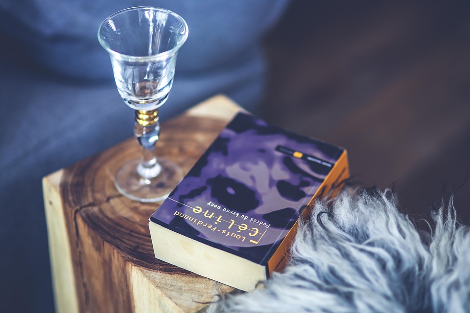 Вино, Glsss, Книга, Дърво, Дървена, Табуретка, Сам