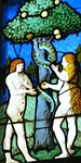 adam and eve, church window, church