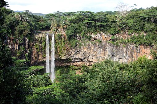 Cascada, Verde, Paisaje, Tropicales