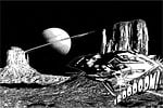 lunar landscape, saturn, spaceship