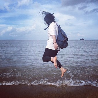 Hoppe, Beach, Blå Himmel, Havet