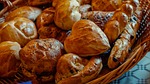 bread, basket, roll