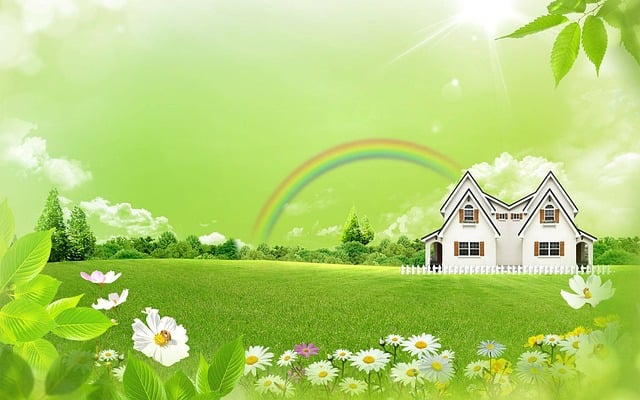 Free rainbow cabin nature illustration
