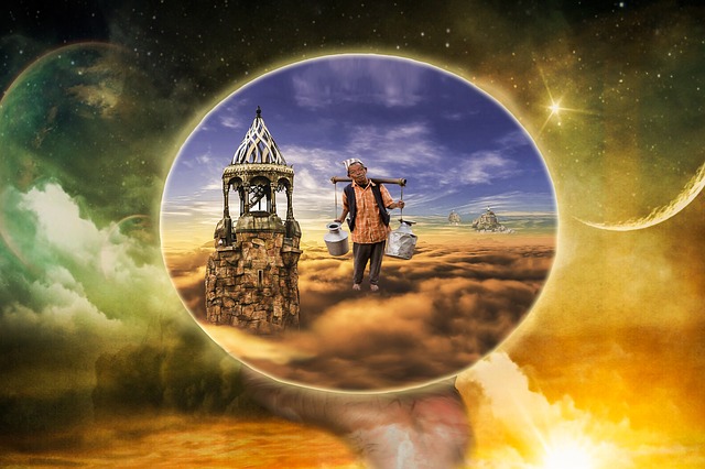 Free fantasy surreal burden the world illustration