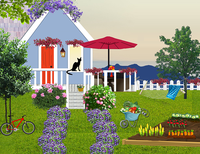 Haus, Meer, Sonnenschirm