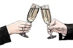champagne glasses, champagne, woman's hand