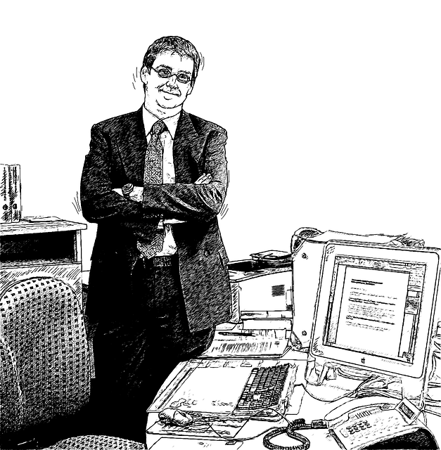 Free man desk office illustration