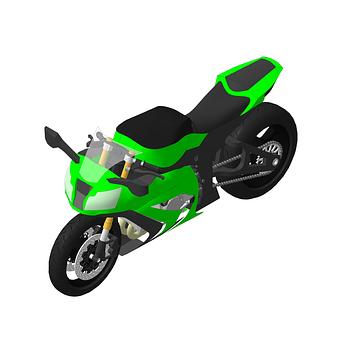 Modellering, 3D, Motorcykel, Kawasaki