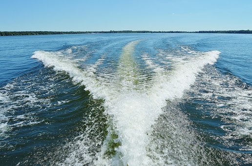 Speedboot, Heckwelle, Wasser