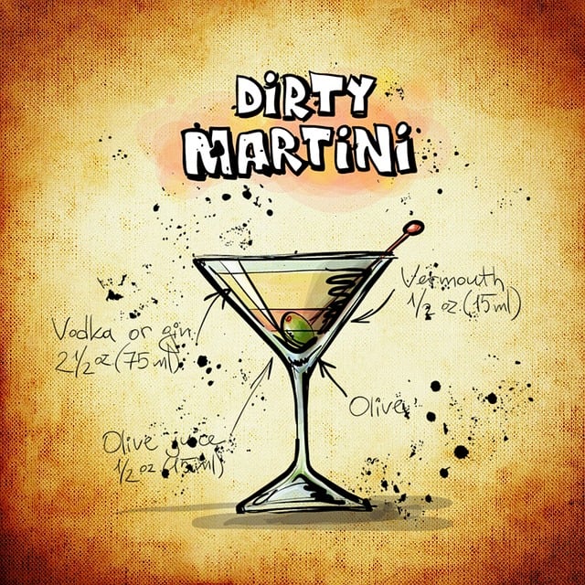 Free dirty martini cocktail drink illustration