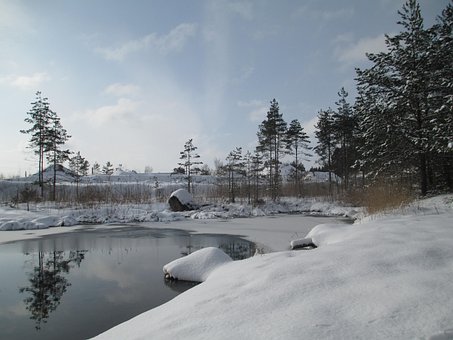 Invierno, Naturaleza, Nieve, Lago