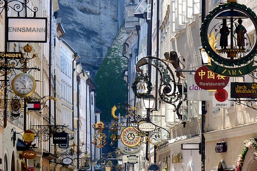 비즈니스 표지판, 길드 표지판, Getreidegasse, 잘츠부르크