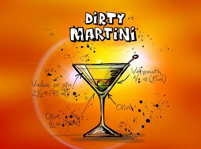 Free dirty martini cocktail drink illustration