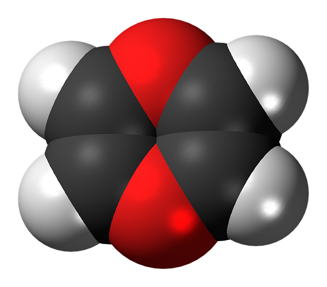 Free dioxin heterocycle spacefill illustration