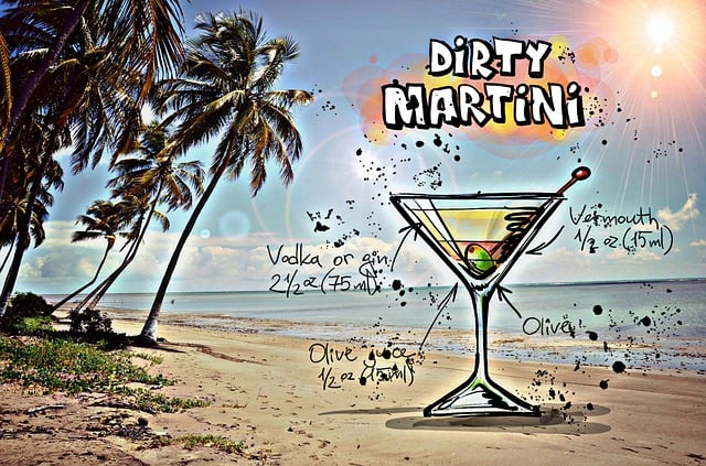 Free dirty martini cocktail drink illustration