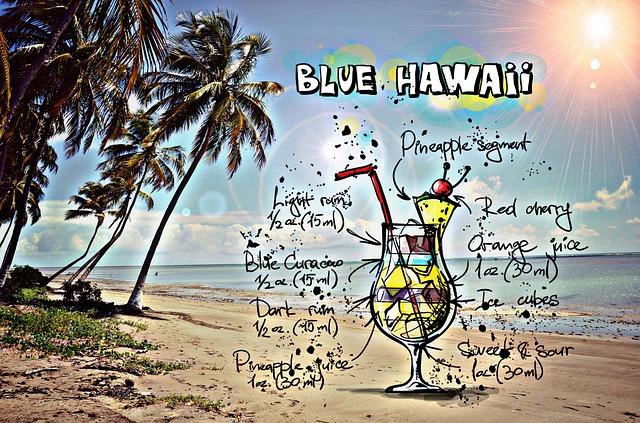 Free blue hawaii nature cocktail illustration
