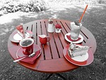 table, coffee, latte macchiato
