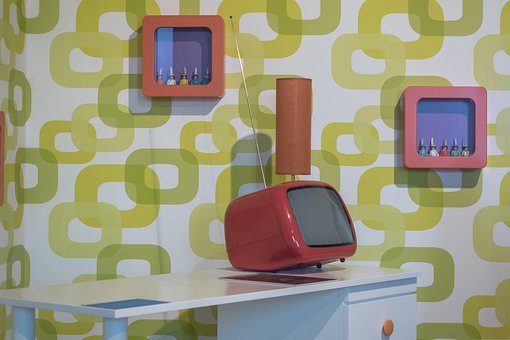 リビング ルーム, カルト, 70 年代, 壁紙, レトロ, フォーム