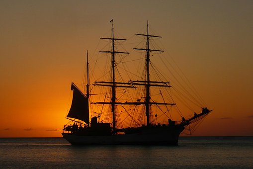 Martinique, Coucher De Soleil, Bateau