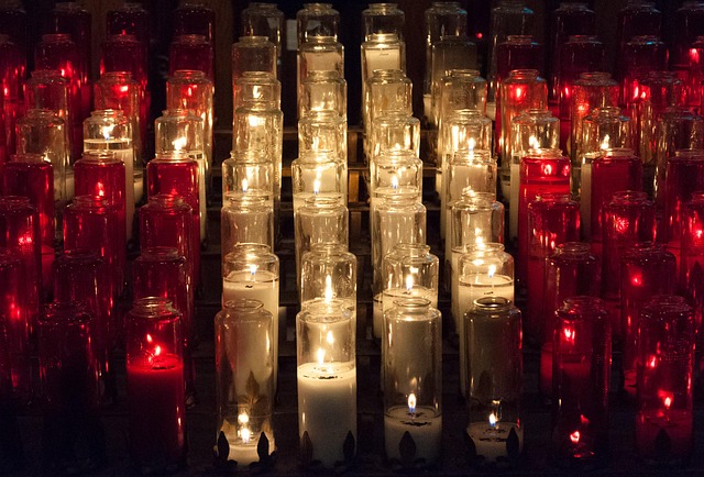 Velas, Iglesia, Rojo, Blanco