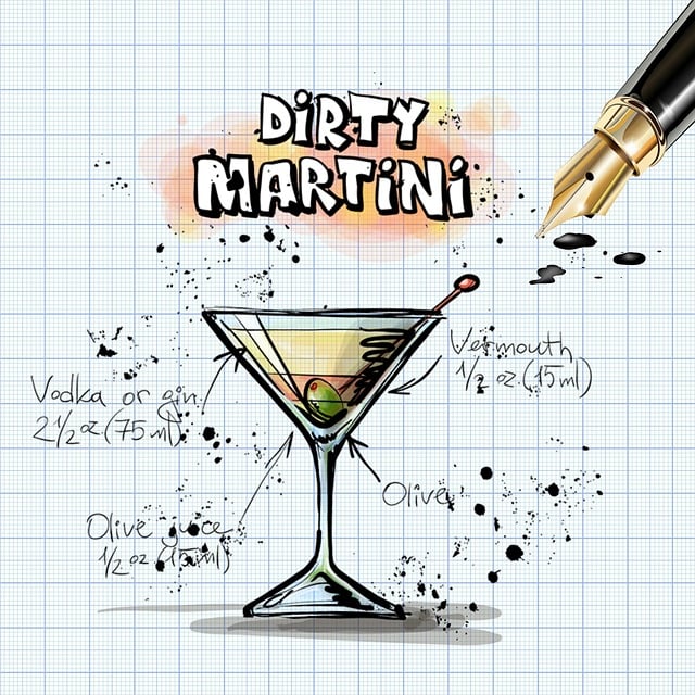 Free dirty martini cocktail drink illustration