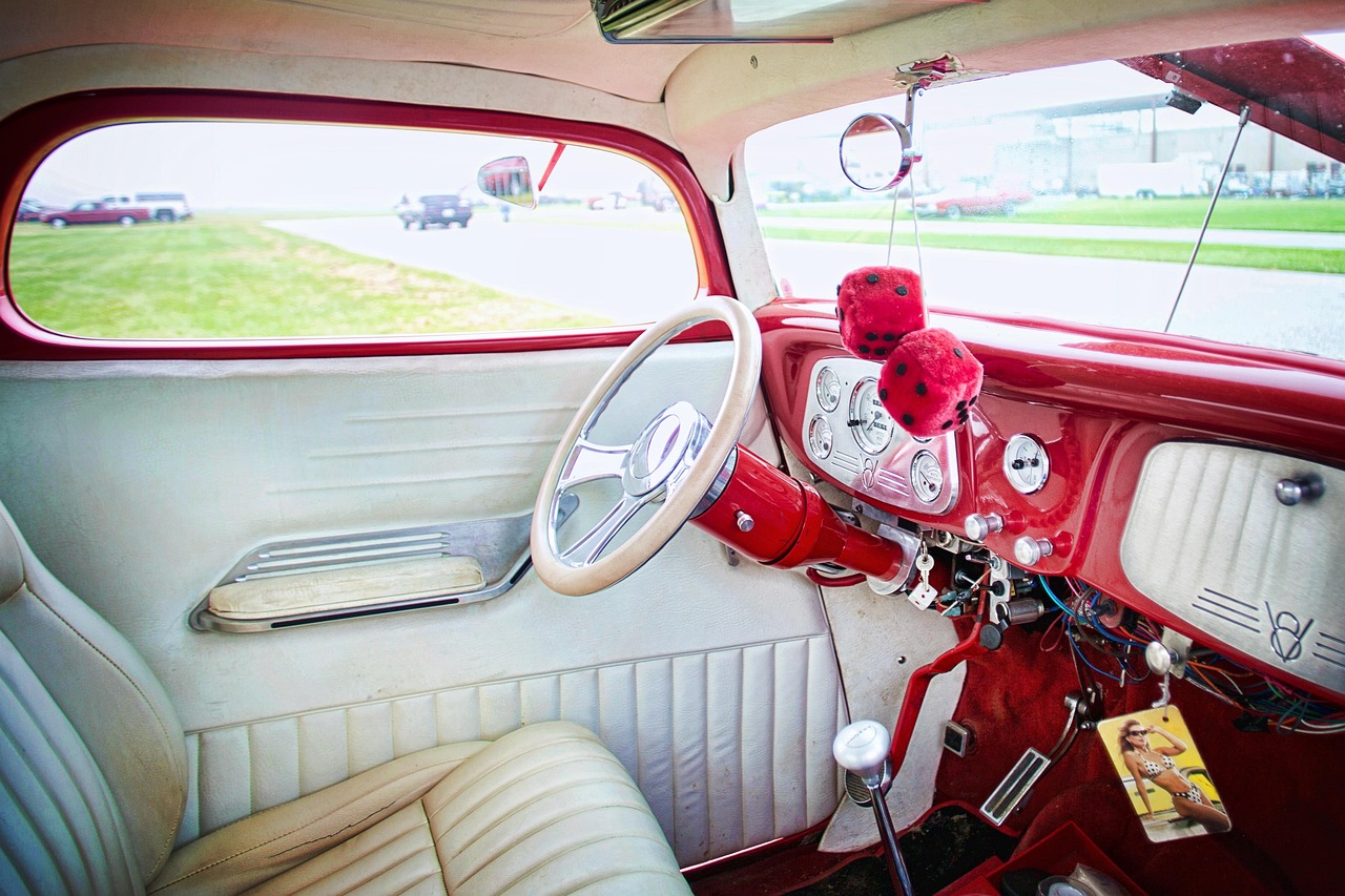 Vintage Car Red Interior Steering Free Photo On Pixabay