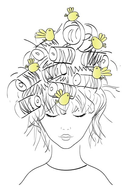 Free little girl birds fly illustration
