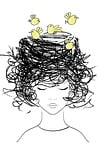 girl, nest, bird