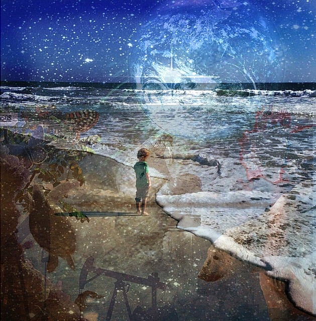 Free boy nature beach illustration