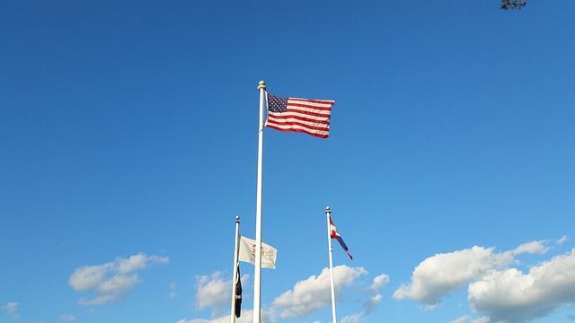 Free American Flag Blue Sky photo and picture