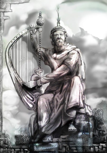 Free harp player ancient harp strings illustration