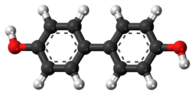 Free biphenol molecule chemistry illustration