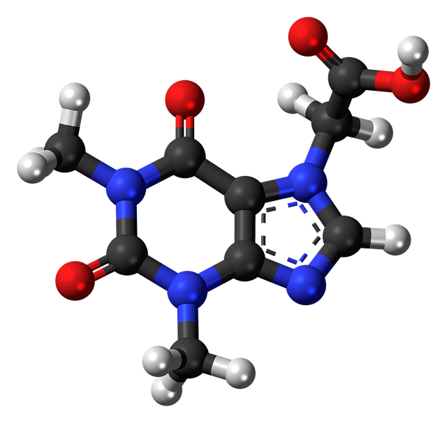 Free acefylline stimulant molecule illustration