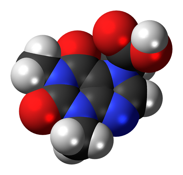 Free acefylline stimulant molecule illustration