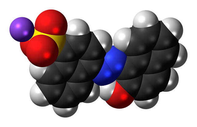 Free acid red sodium dye molecule illustration