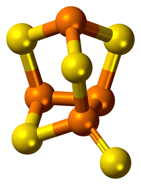 Free phosphorus sulfide molecule model illustration