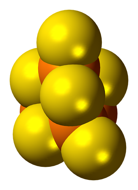 Free phosphorus sulfide molecule model illustration
